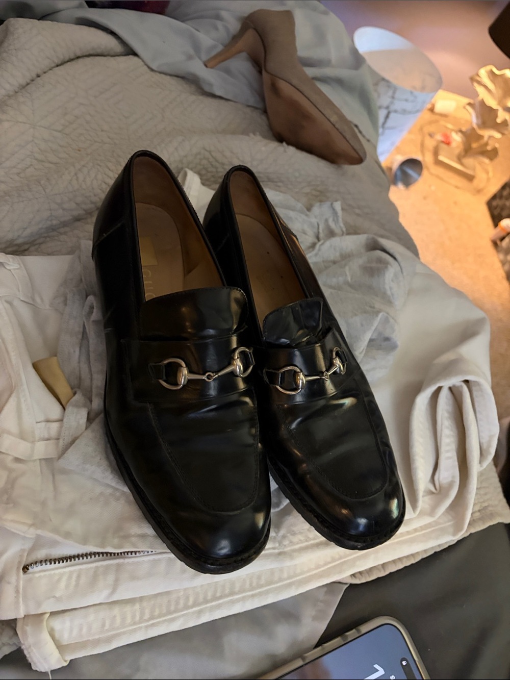 Gucci Black Leather Horsebit Slip-On Loafers - Picture 2 of 4
